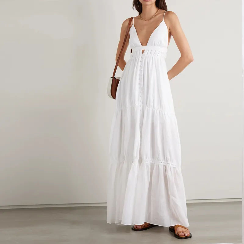 Casual long layered v neck halter dress fashion?