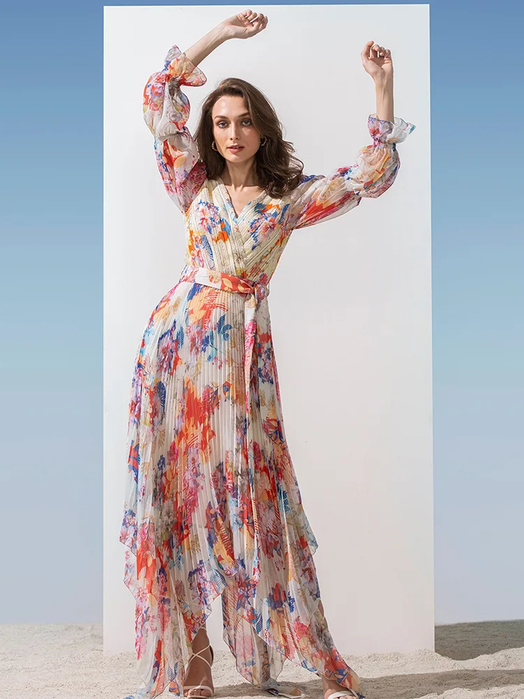 Women Elegant Casual Long Chiffon Dress