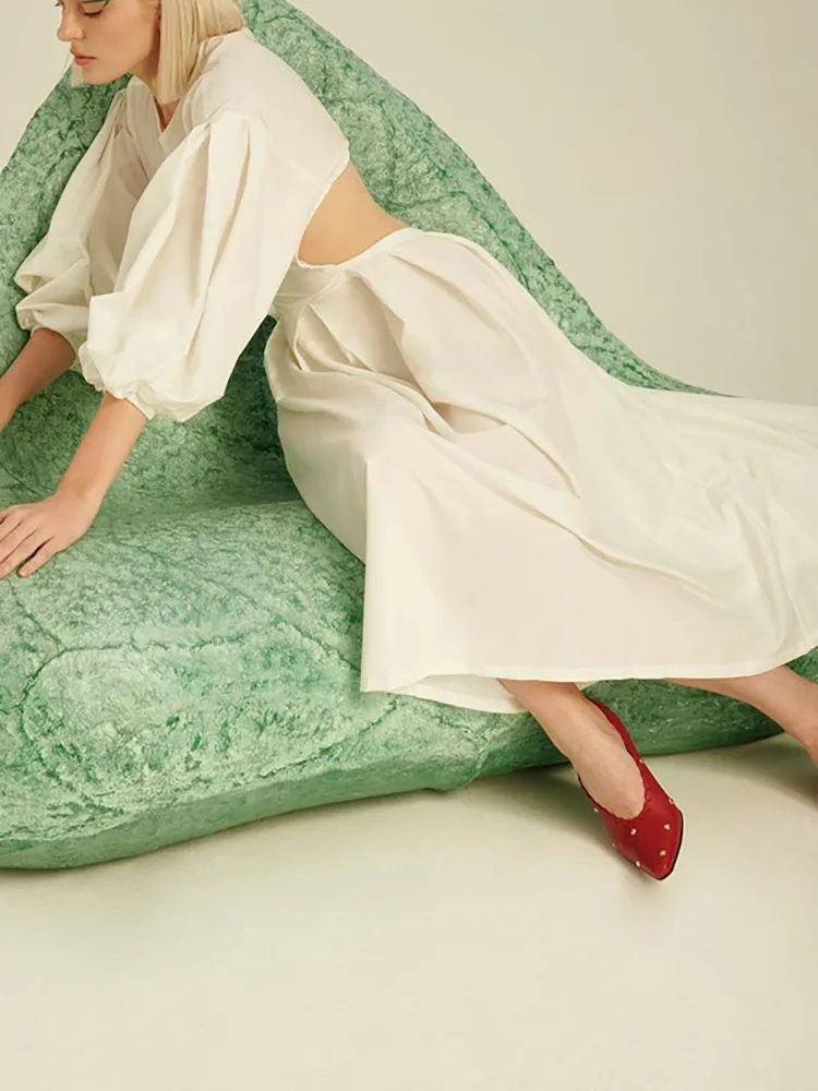Lady Maxi Long Sleeve Elegant Linen Dress