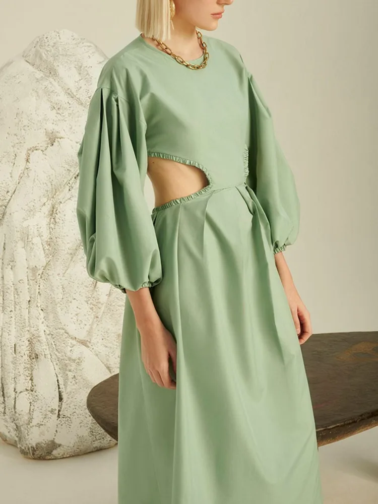 Lady Maxi Long Sleeve Elegant Linen Dress