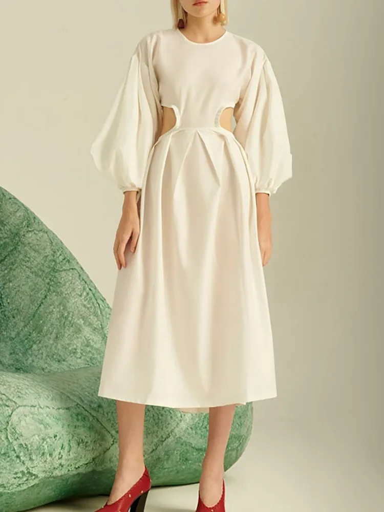 Lady Maxi Long Sleeve Elegant Linen Dress