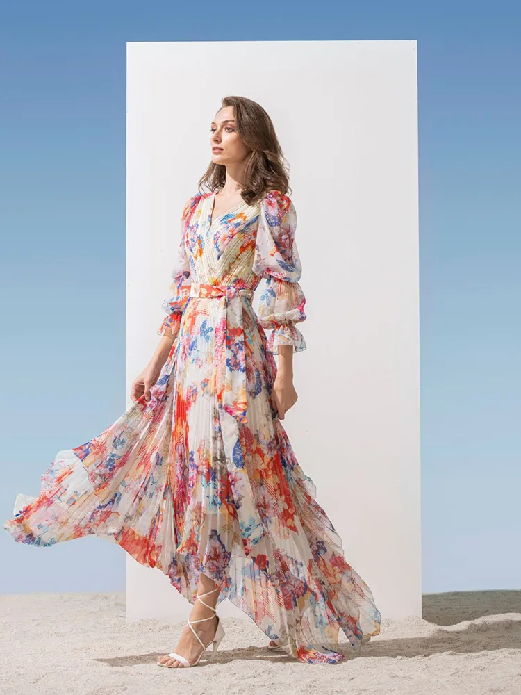 Women Elegant Casual Long Chiffon Dress