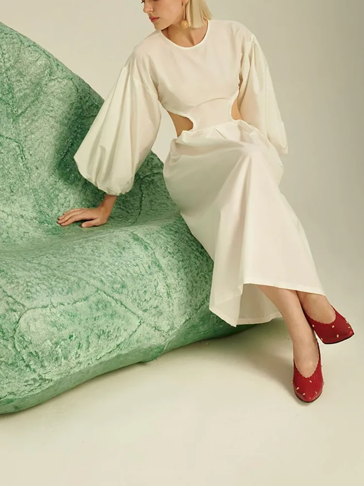 Lady Maxi Long Sleeve Elegant Linen Dress